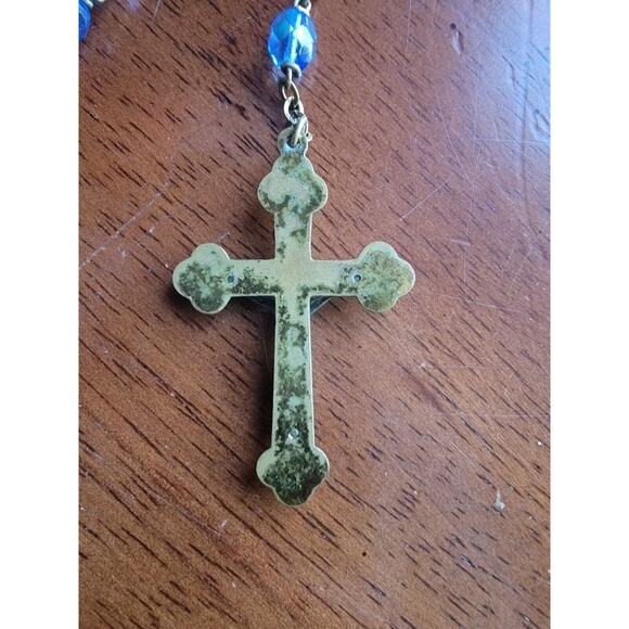 Vintage Rosary Blue Crystal Beads - Picture 4 of 5